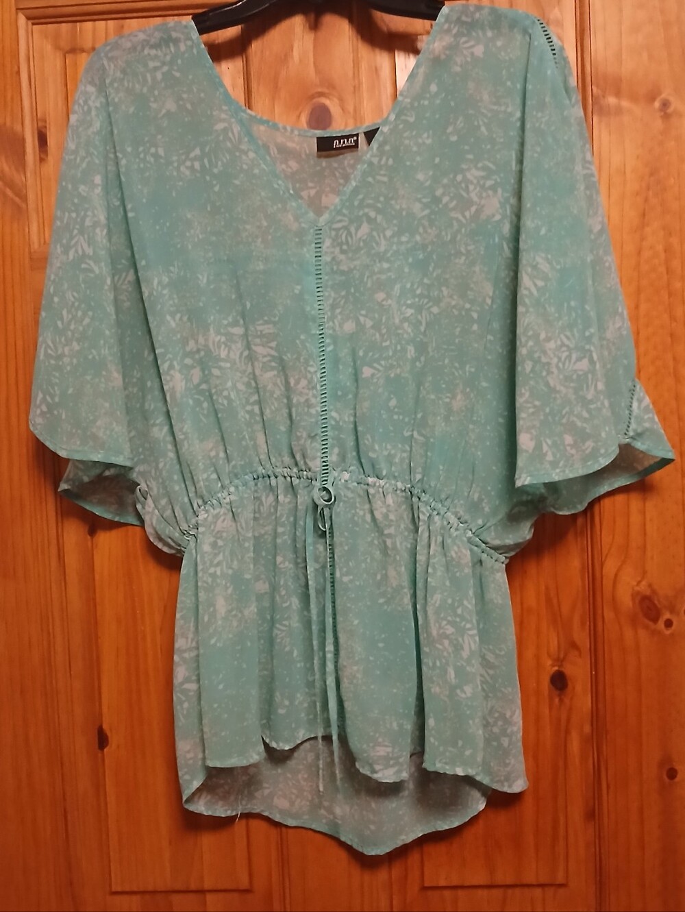 Teal Floral Tie-Waist Women's Top